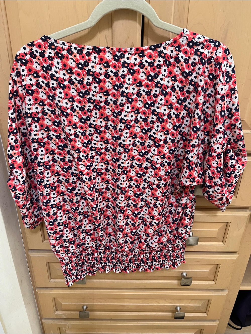Michael Kors Floral Print Pink Black White Blouse
